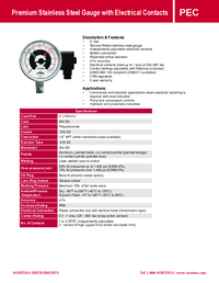 Thumbnail of document Data Sheet - PEC Premium SS Press. Gauge w/ Electrical Contacts